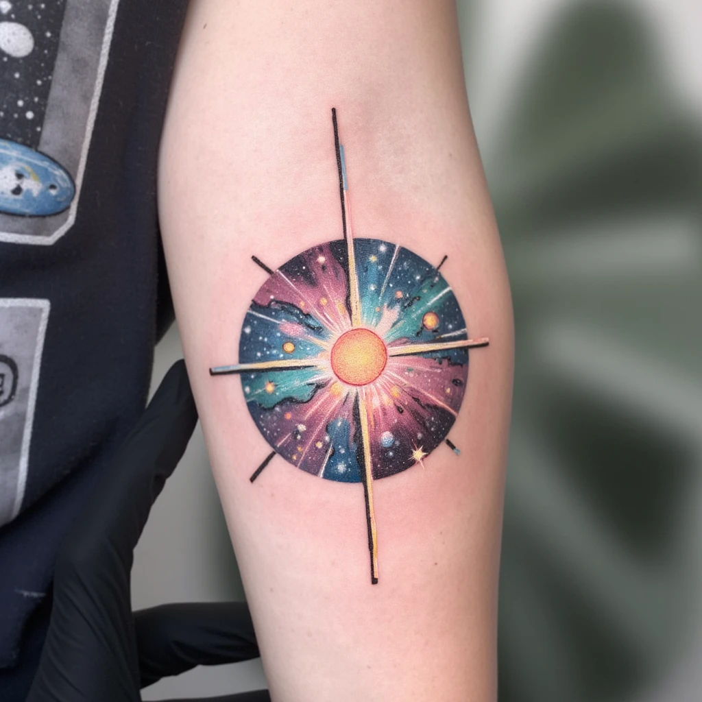 discret signe astro taureau avec un croix chrétienne incorporé-tattoo