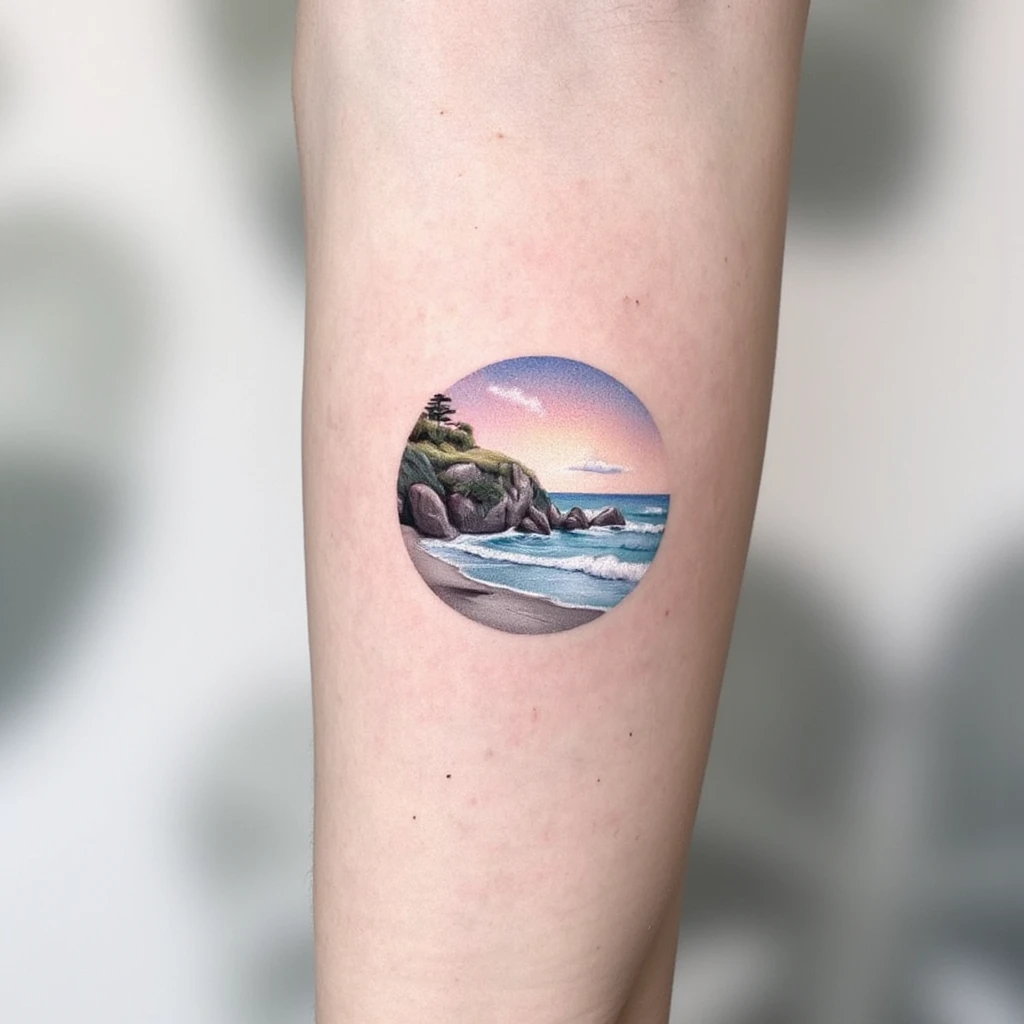 les falaises de Pourville-Sur-Mer en minimaliste avec un seul trait pour définir le haut des falaises en noir et blanc-tattoo