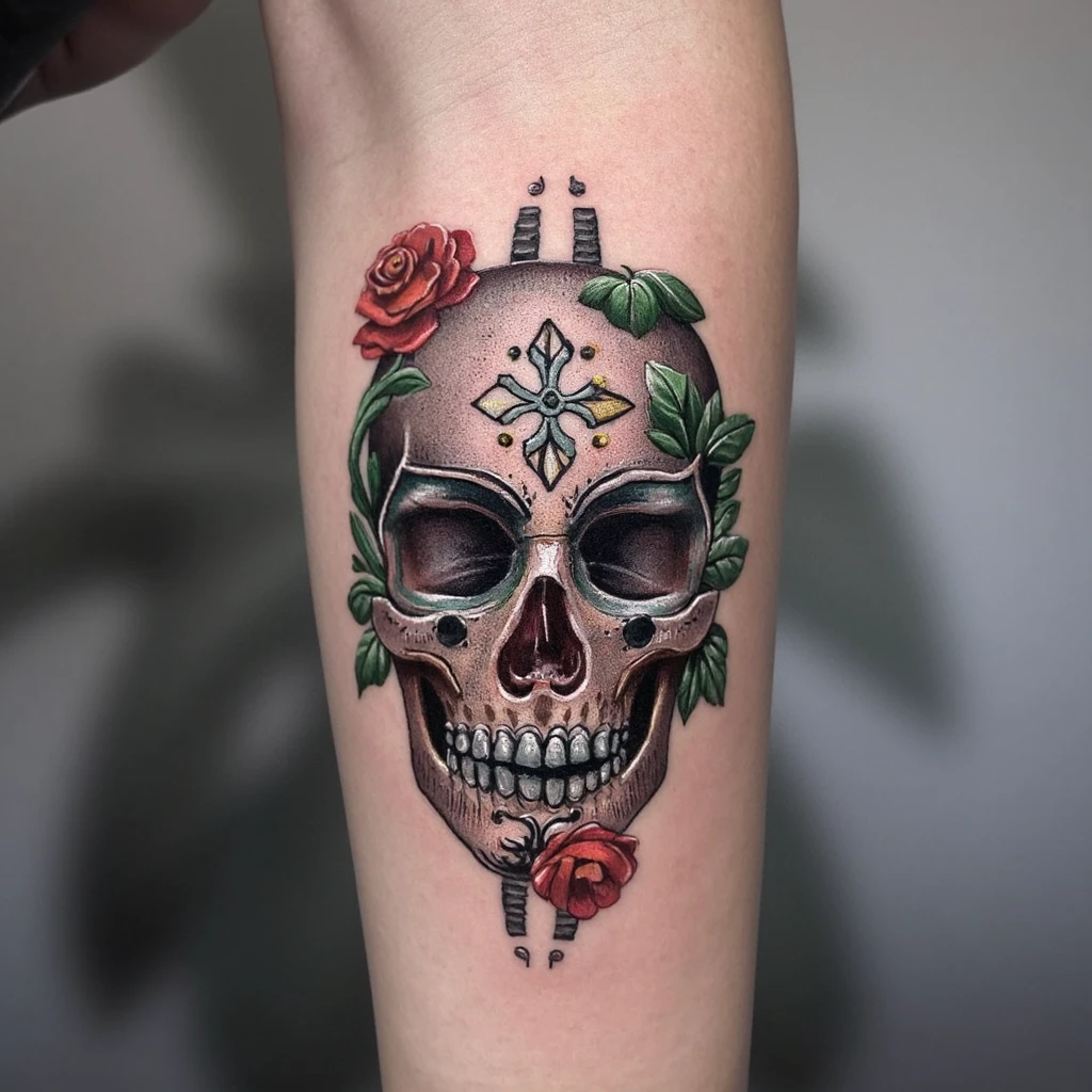 TATTO DE CAVEIRA PARA FECHAR BRAÇO TODO-tattoo