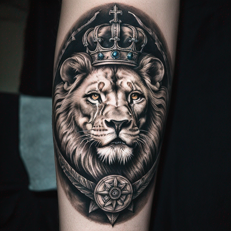 Théo 2h28 sagittaire croix chrétienne lion tète de mort-tattoo