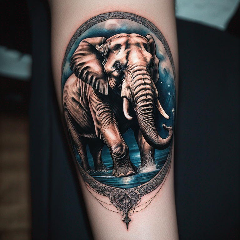 El centro del tatuaje quiero que sea la cara de un elefante, este que este rodeado de estilo nordico-tattoo