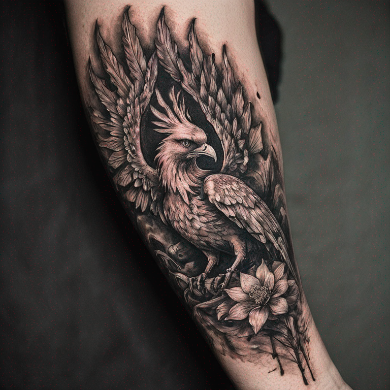 phoenix reversed- hand-tattoo