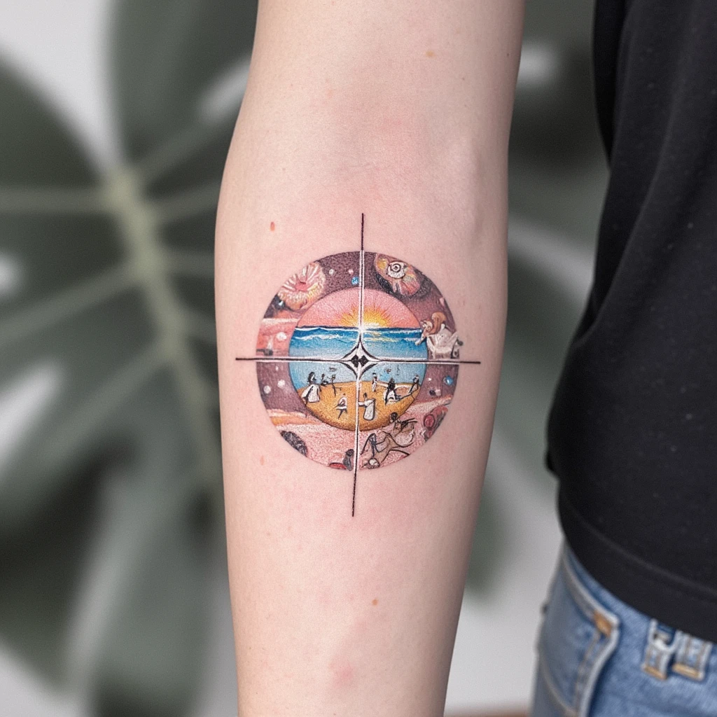 discret signe astro taureau avec un croix chrétienne incorporé-tattoo