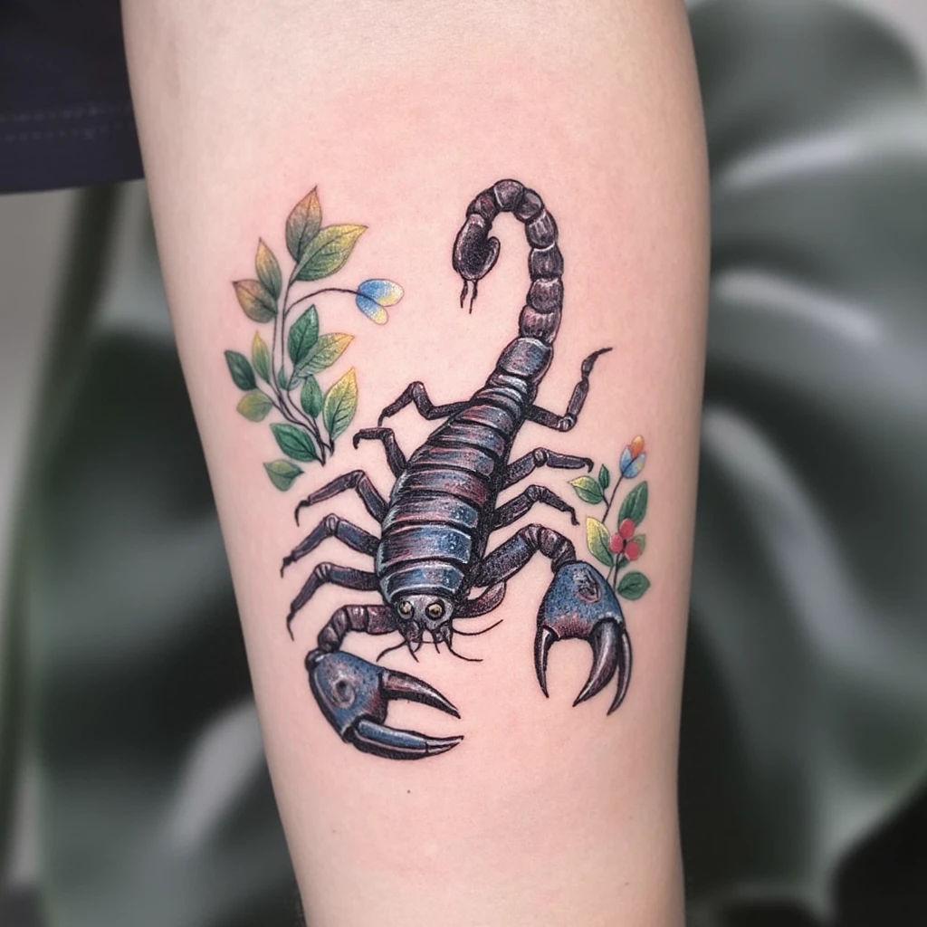 atouage d'un scorpion qui sort d'un porte bonheur japonais-tattoo