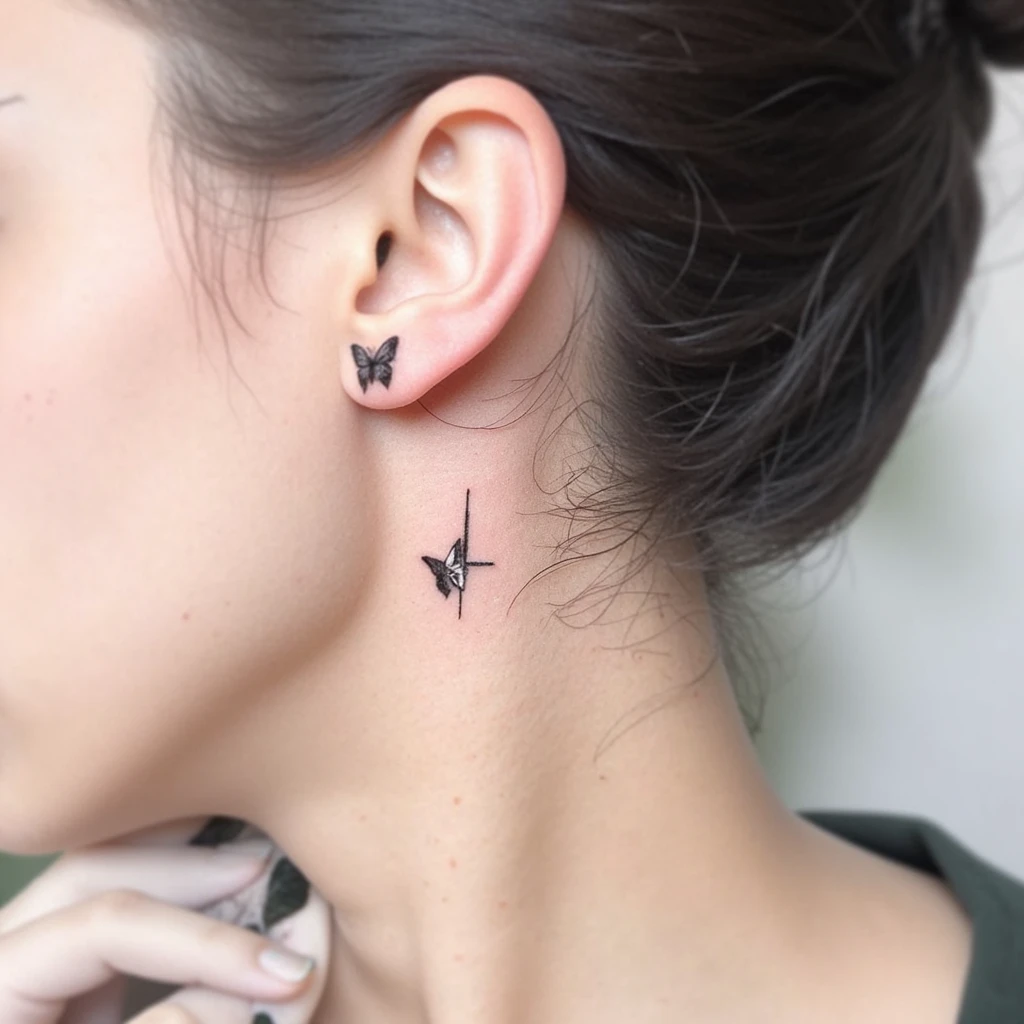 crée moi un jolie tatouage simple avec marquer evi qui ce place sur loreille-tattoo