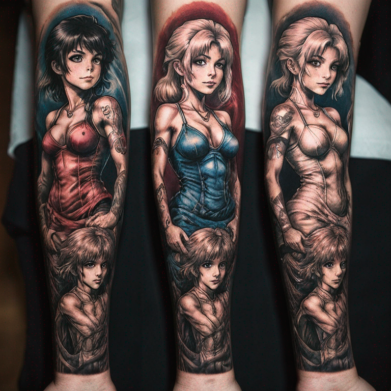 series anime de los 80 brazo completo-tattoo