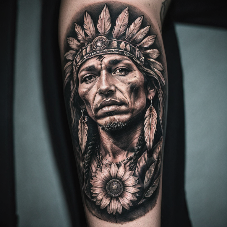 twarz starego indianina-tattoo