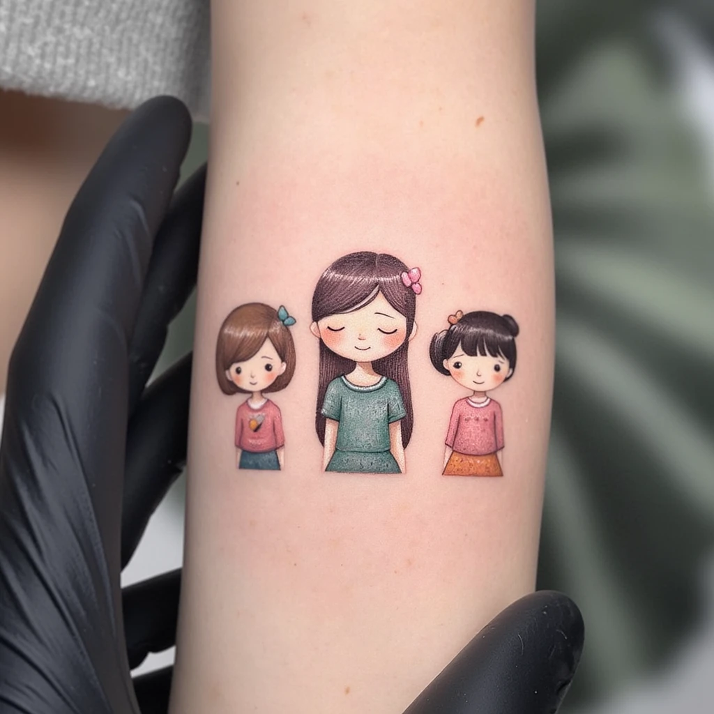 Tatouage en trio pour une mère et ses 2 filles-tattoo