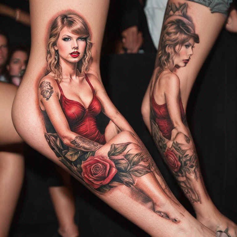 taylor swift vestida de calcinha-tattoo