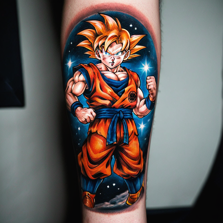 goku con la bola cuatro estrellas en su mano-tattoo