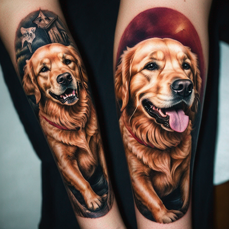 tatuaje antebrazo golden retriever nombre "Rula"-tattoo