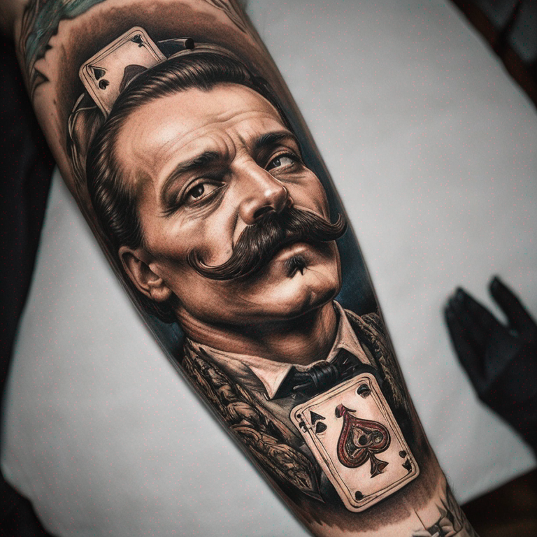 Crâne Moustache théâtre cartes de jeux-tattoo