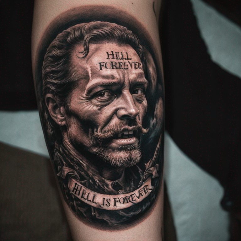 "Hell is Forever" phrase-tattoo