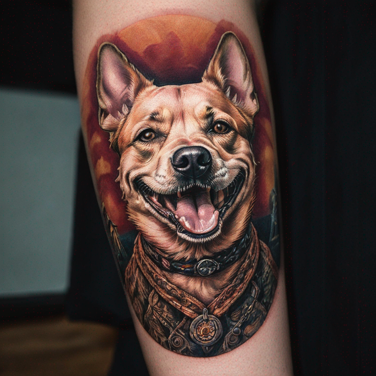 a cute dog smiling-tattoo