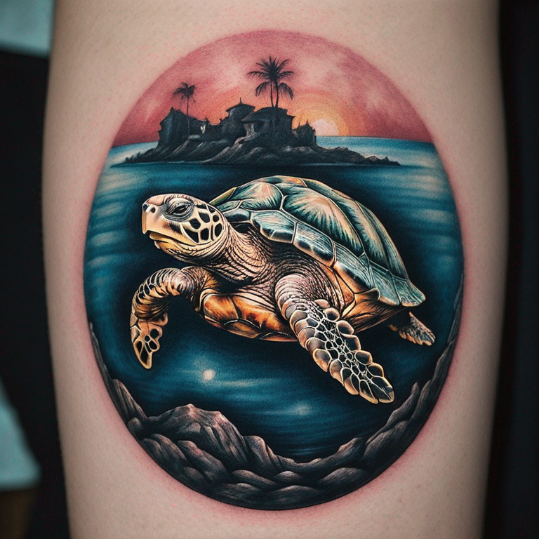 tortue sur une clé minimaliste-tattoo