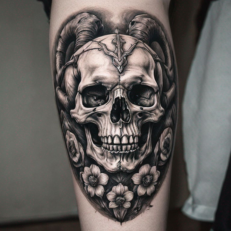 Rams skull-tattoo