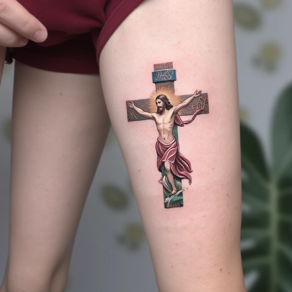 croix de jésus en forme d'épée-tattoo