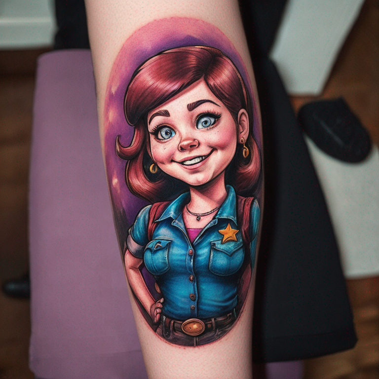 Mabel Pines de gravity falls en caricatura-tattoo