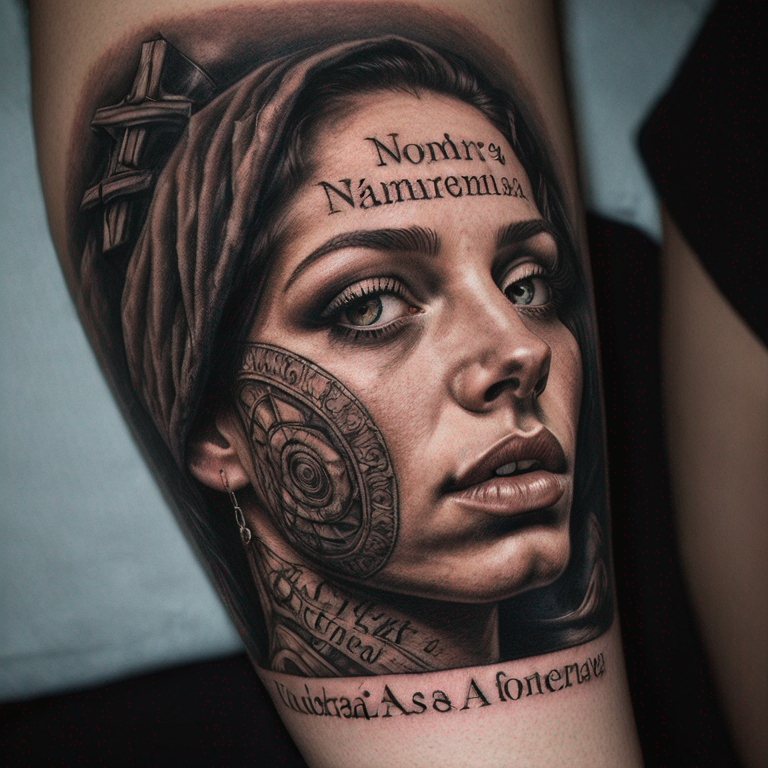 Nombre de Andrea con letras cursivas y ojos de mujer de fondo-tattoo