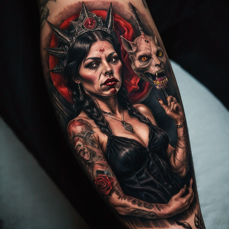 una mujer diabla atractiva estilo tradicional-tattoo