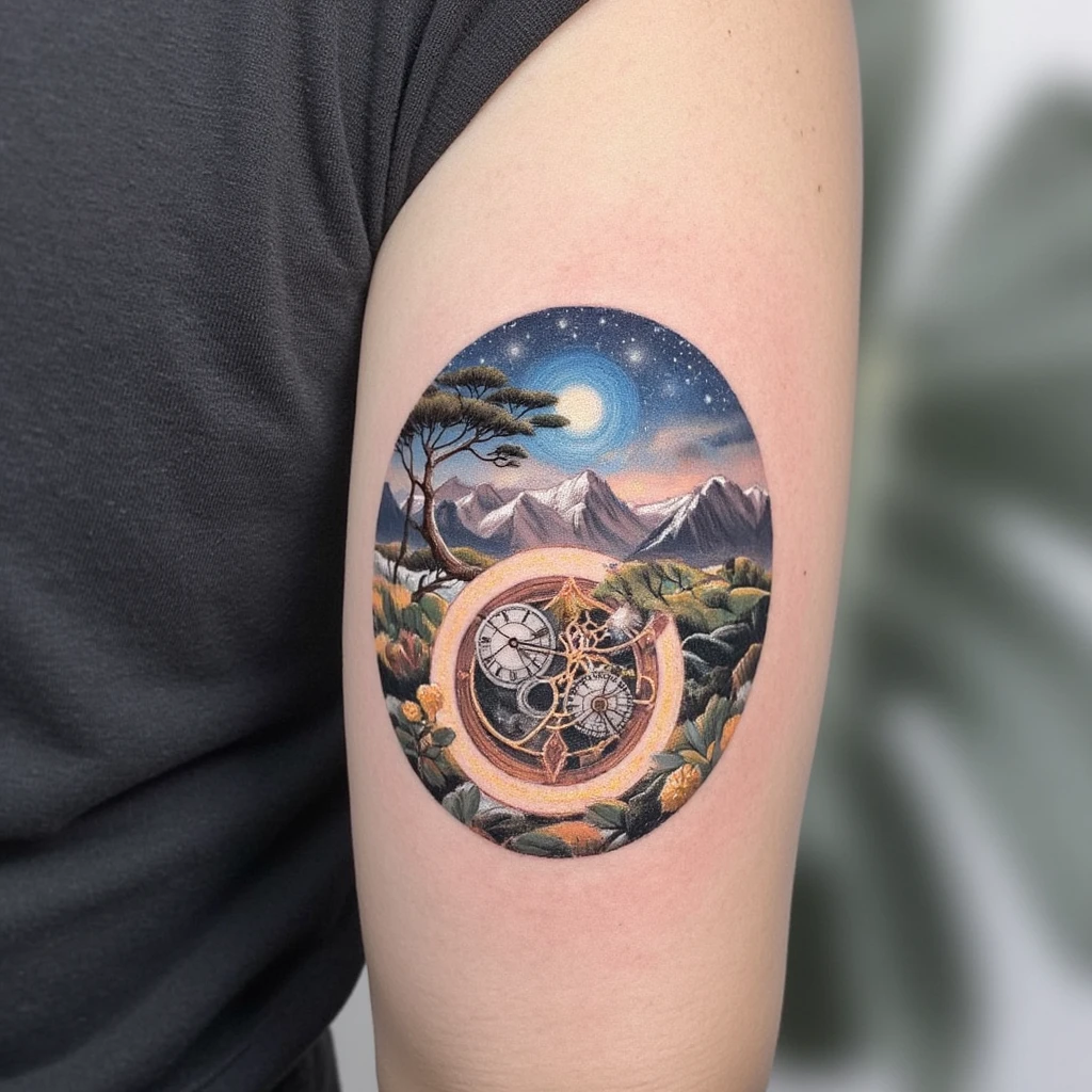 tatouage horloge du temps avec prénom Grégory-tattoo