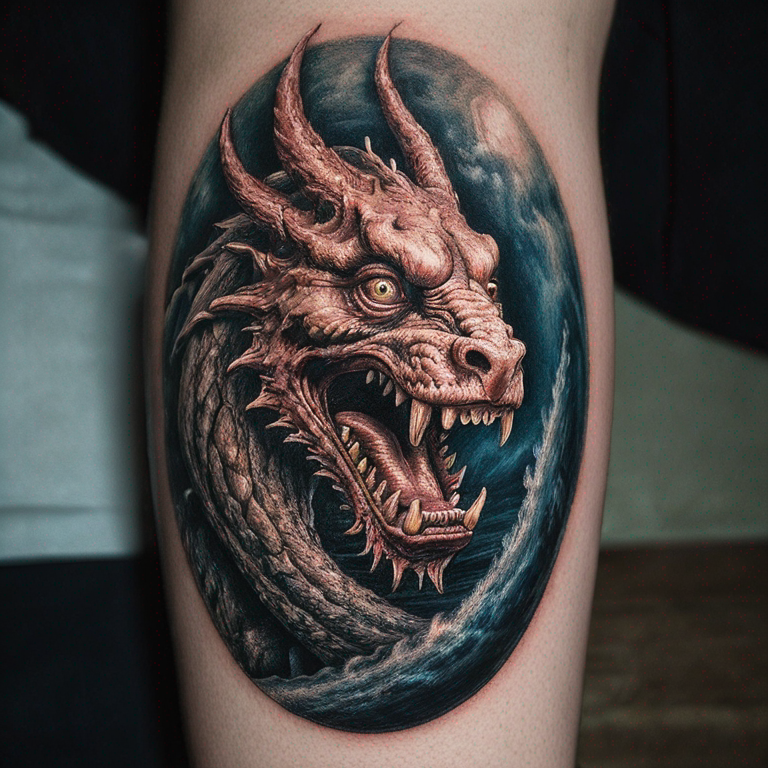 Drachenkopf -3d Optik-tattoo