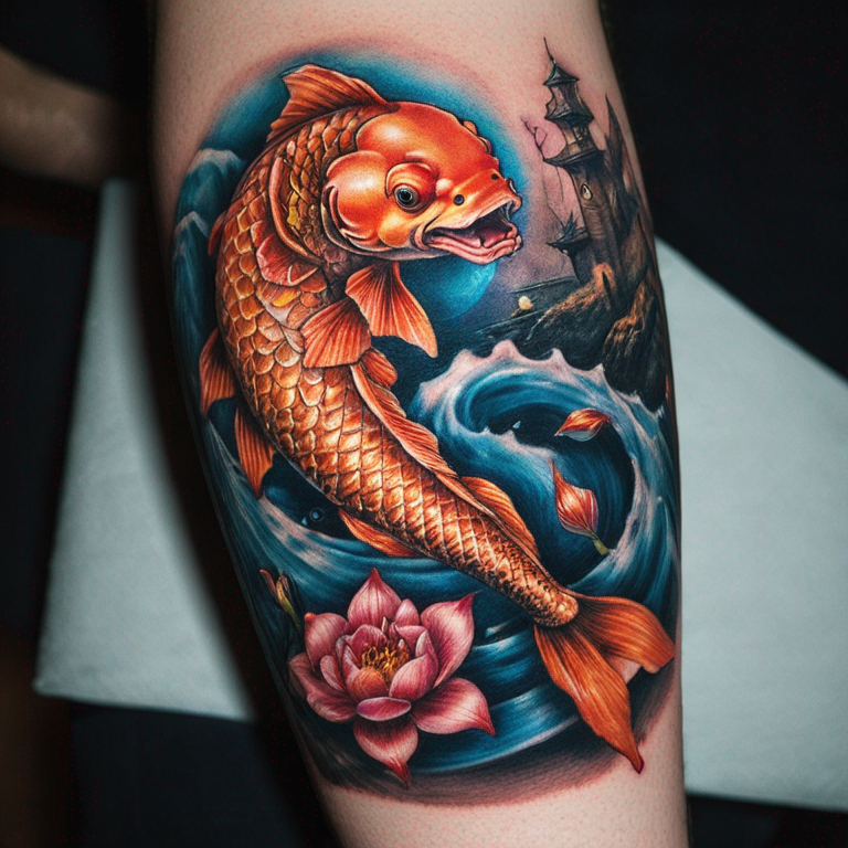 pez koi y barril de amontillado-tattoo