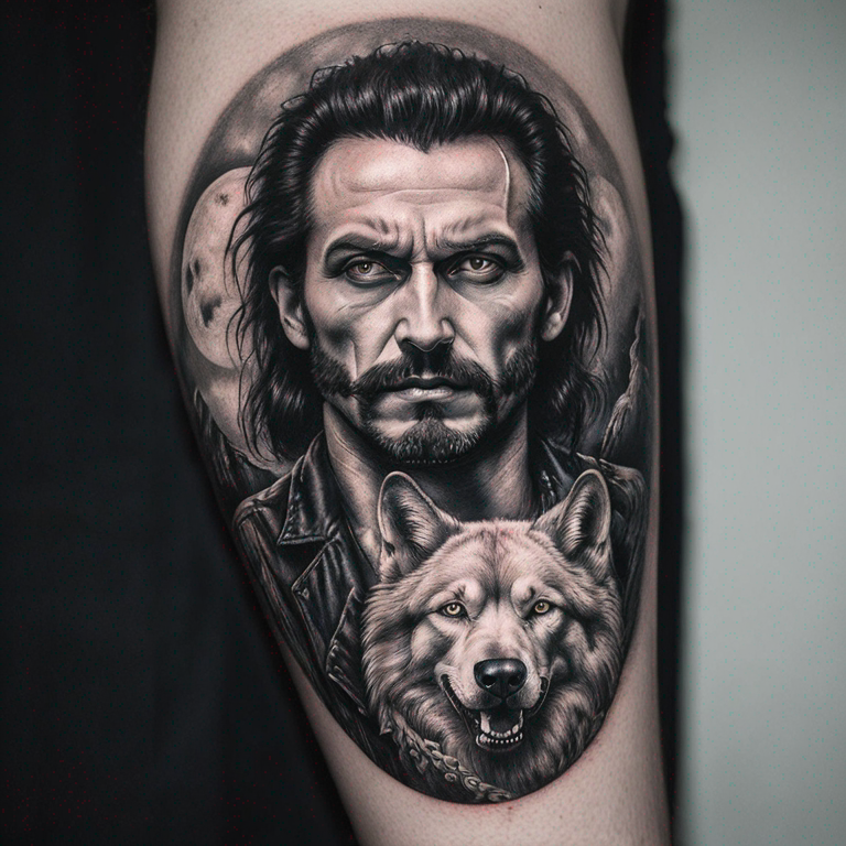 lobo con una oveja encima-tattoo