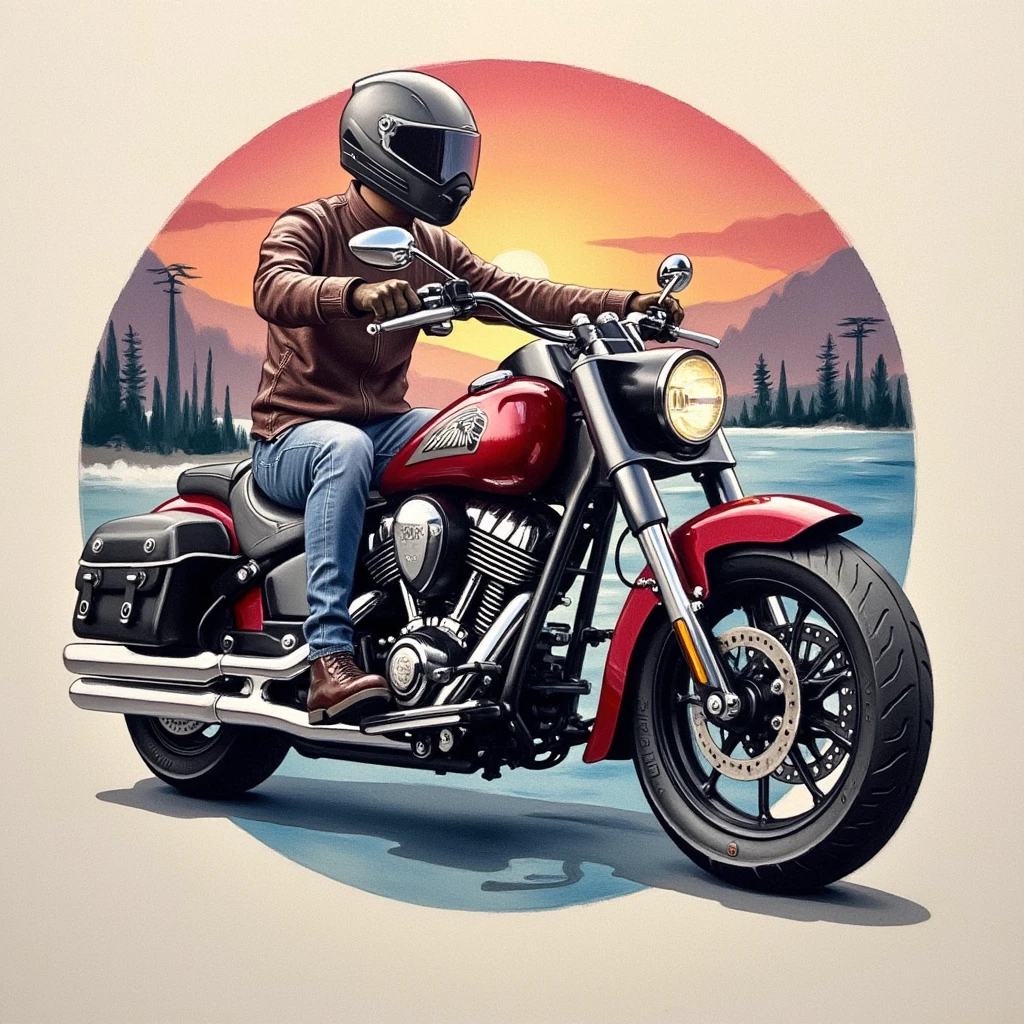 indian motorcycle ,paysage , texte-tattoo