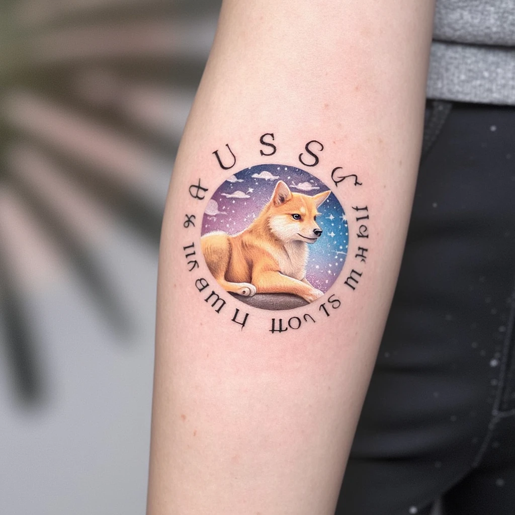 tatouage avant  bras avec le prénom Liam, date de naissance le 24.12.2021 avec en signe astrologique  capricorne, et l'heure à laquelle il est né  16h45-tattoo