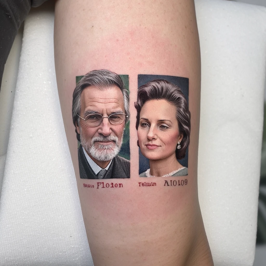 tatouage hommage à mes parents décédés le 14 avril 2019 et le 14 aout 2018-tattoo