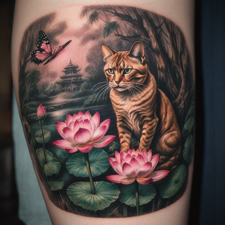 chat llibellule papillon temple lotus boudha 1978 arbre rosier-tattoo