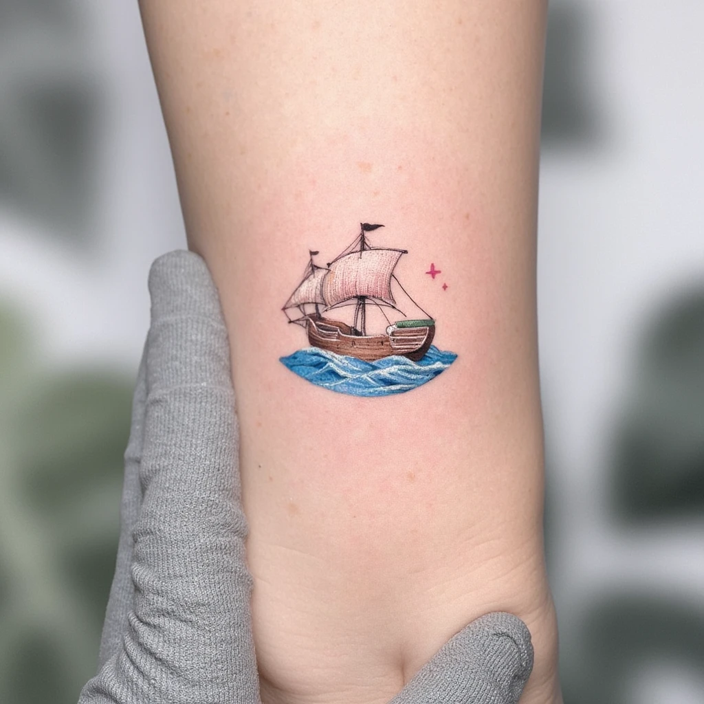 Une patte de chien vide, encre de bateau, vague avec la lettre Z. Féminin et simple-tattoo