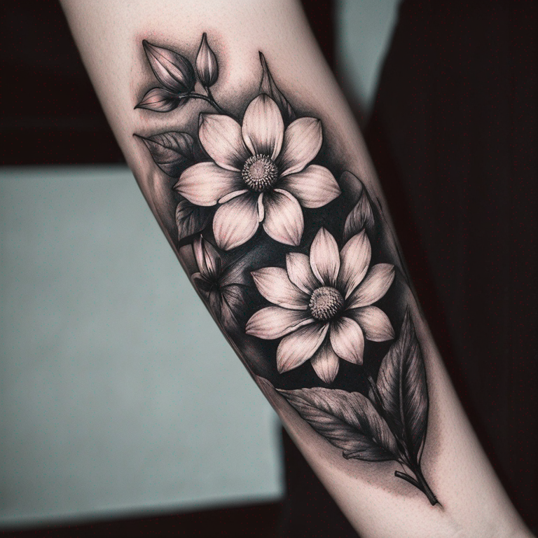 juste un petit tatouage avec une fleur de tounrseol petite jolie avec des petits trucq en plus-tattoo