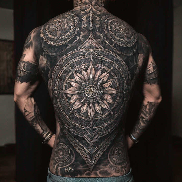 full slevee tattoo mandala and ornamental-tattoo