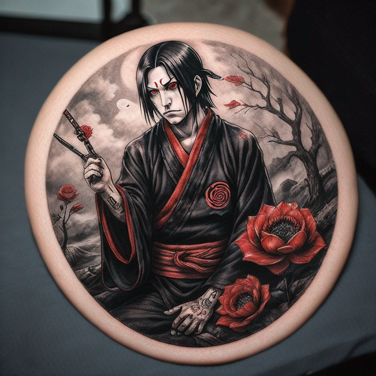 Itachi uchiwa au moment de sa mort-tattoo