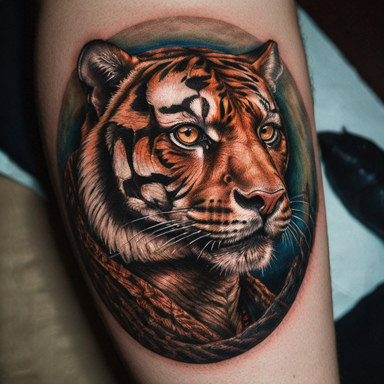 retrato de ojos tigre-tattoo