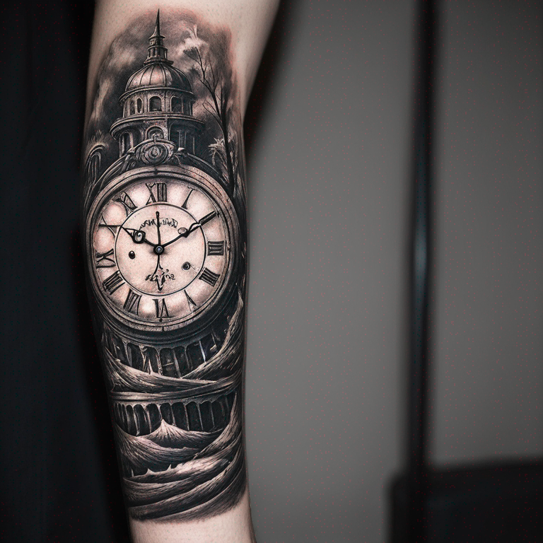 un reloj de arena con lineas delgadas y sombras-tattoo