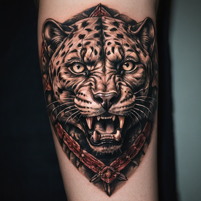 American tradition panther head-tattoo