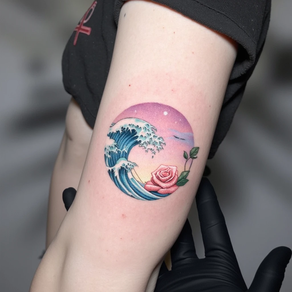 signe astrologique poisson et rose des vents-tattoo