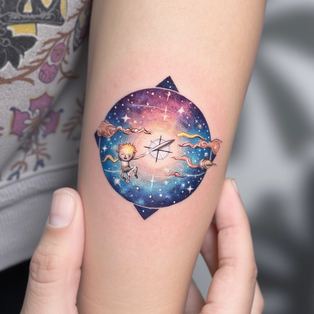 discret signe astro taureau avec un croix chrétienne incorporé-tattoo