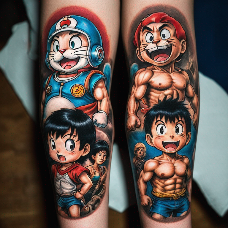 doraemon,goku,arale,chicho terremoto,ranma,heman-tattoo