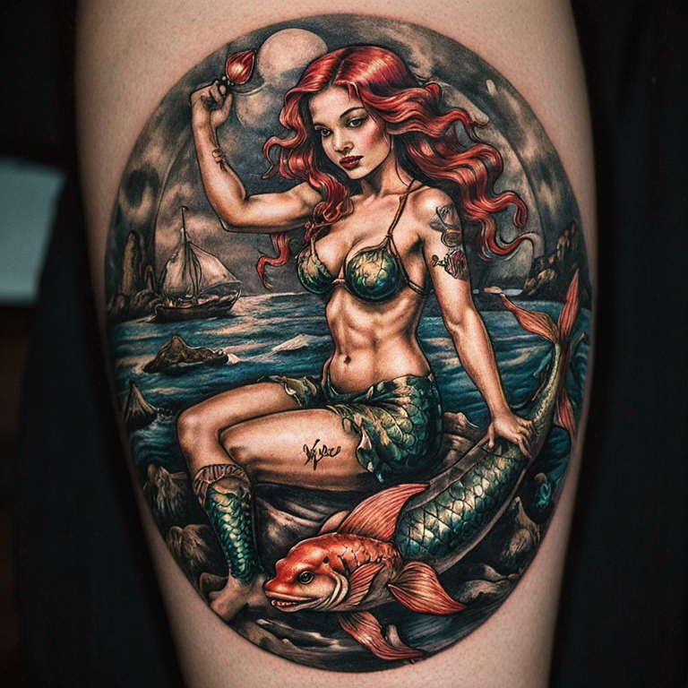 OLD SCHOOL MERMAID-tattoo