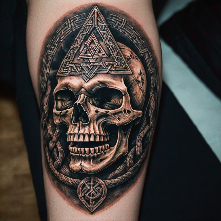 valknut vegvisir skull-tattoo