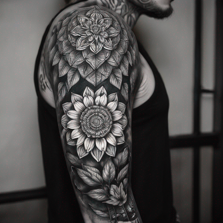 Mandala combined with patterns full sleeve tattoo-tattoo