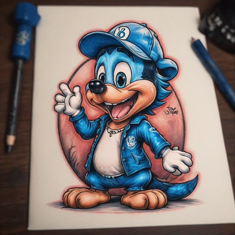 personaje de disney bluey jugando con el nombre bautista-tattoo