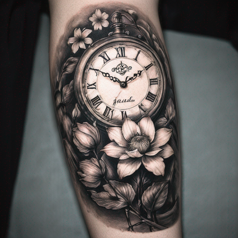 horloge vague  fleur-tattoo