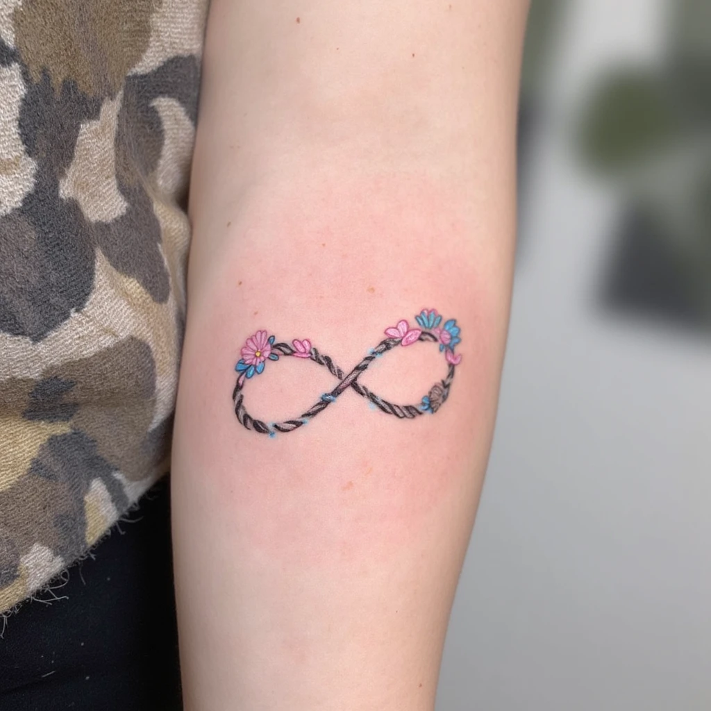 symbole infini avec prénom Corinne, Jules et Louis-tattoo