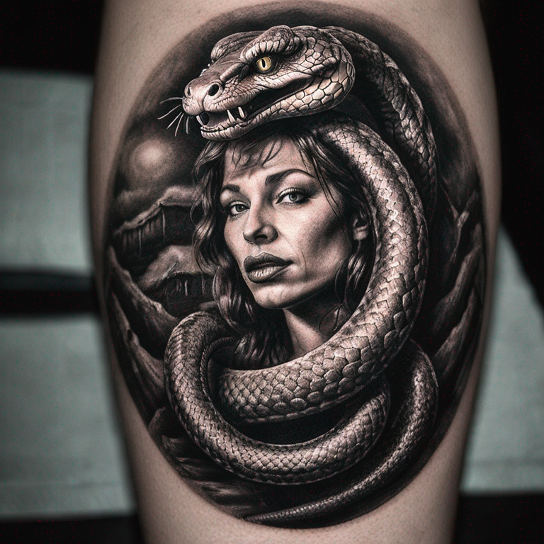 Uma cobra no braço-tattoo