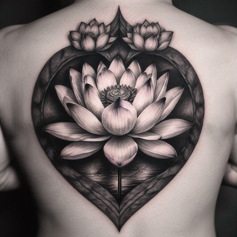 le mot connexion avec un petit coeur et une fleur de lotus-tattoo